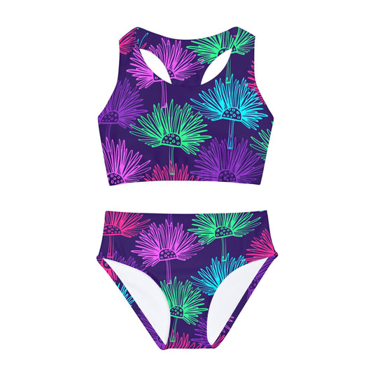 Girls Two Piece Colorful Thistle Swimsuit