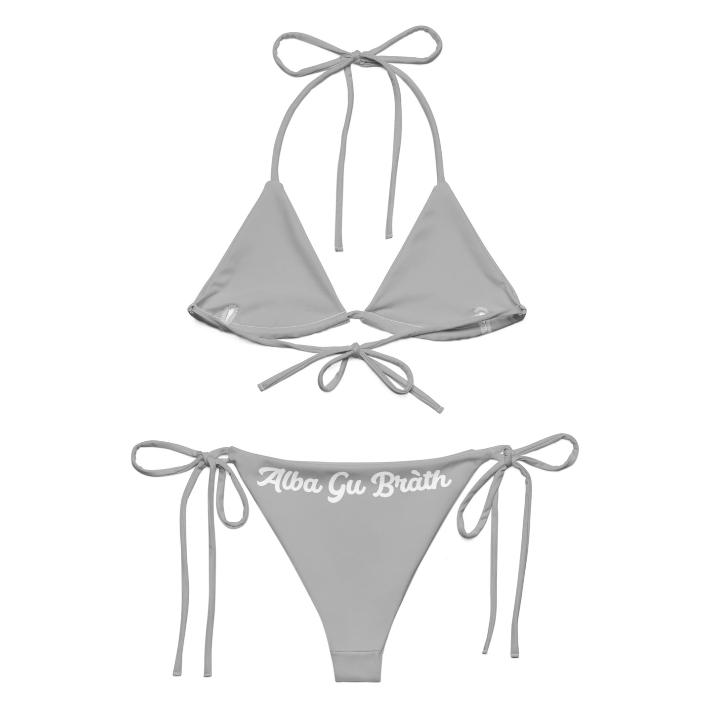 Grey "Je Suis Prest" string bikini