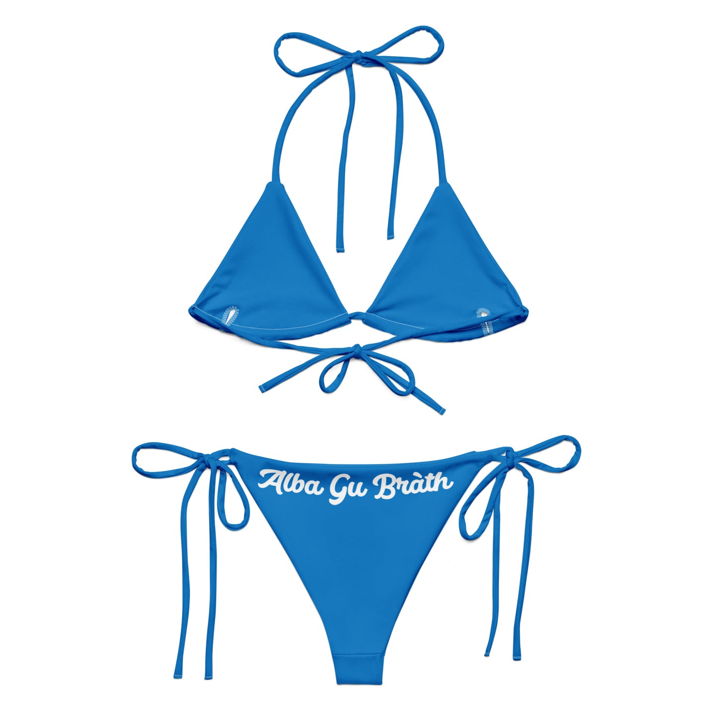 Blue "Je Suis Prest" string bikini